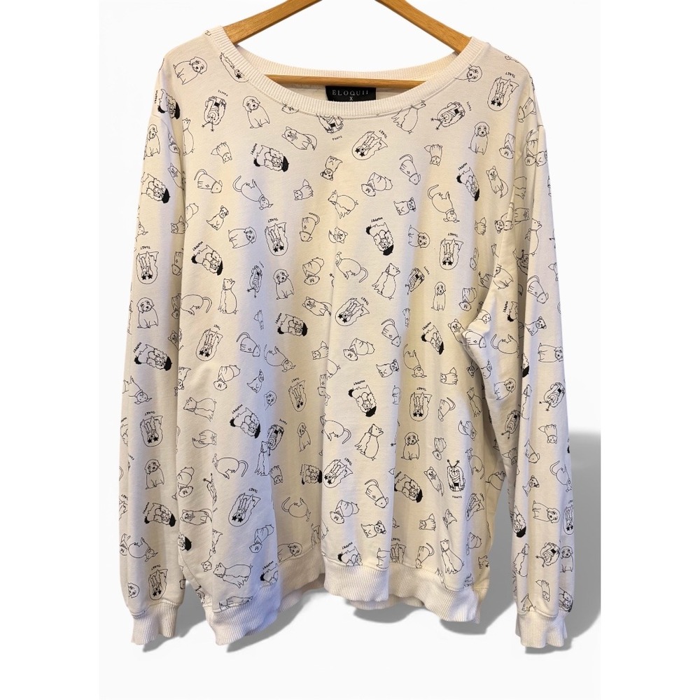 Black & White Eloquii x‎ Katie Sturino Dog Print Crew Neck Sweatshirt Plus 18/20